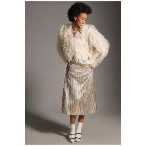 Tulle’a | Pleated Metallic Midi Skirt | NWT